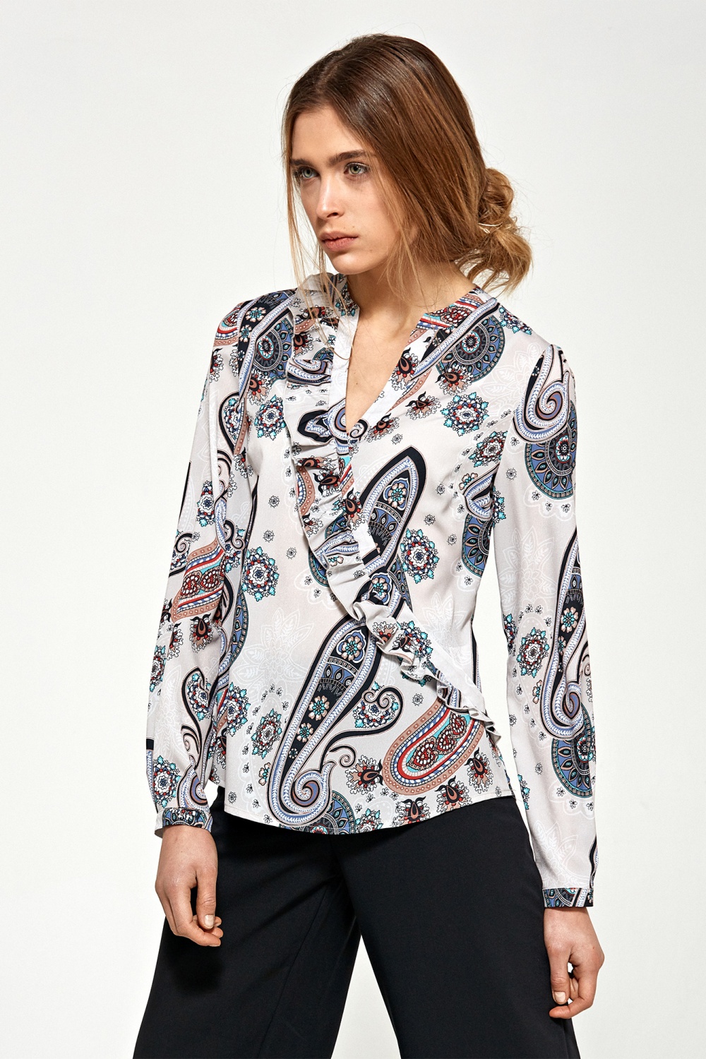 Blouse with Asymmetrical Ruffles B89 Pattern – Nife