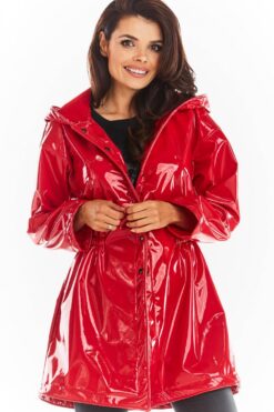 Women's Coat Model A381 Red Latex – Awama