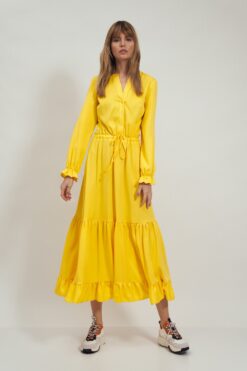 Long Yellow Dress with Ruffle S178 Yellow – Nife