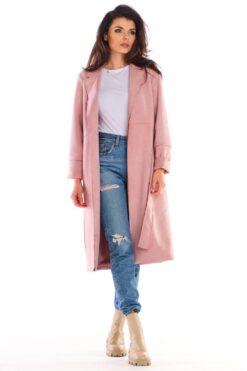 Women's Coat Model A464 Powder Pink - Awama