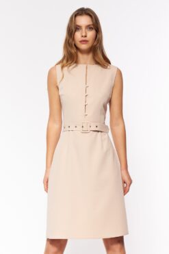 Beige Elegant Sleeveless Dress S200 Beige – Nife
