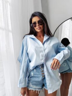 Oversized Women’s Shirt Wonder Olavoga - Light Blue, Yellow