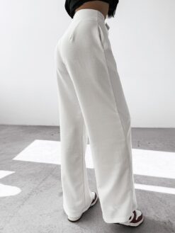 Alternative view of OLAVOGA Women’s Linen Trousers – High Waist, Wide Leg, Logo Belt