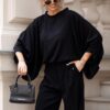 Women’s Oversize Blouse with Wide Sleeves – Black