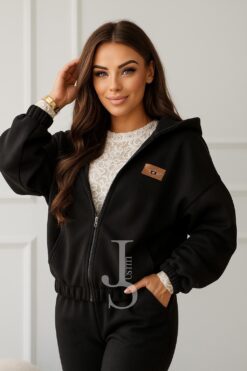 Warm Zip-Up Hoodie with Patch Detail