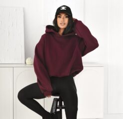Women’s Oversized Warm Hoodie with Shoulder Pads & Elastic Waist