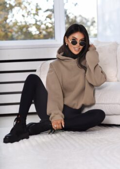 Alternative view of Women’s Oversized Warm Hoodie with Shoulder Pads & Elastic Waist