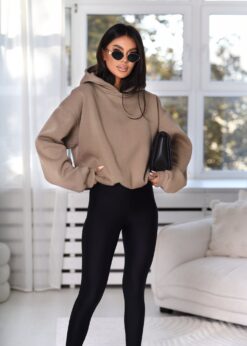 Women’s Oversized Warm Hoodie with Shoulder Pads & Elastic Waist